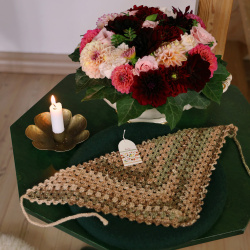 Rita's Brown &amp; Green Triangle Head Scarf