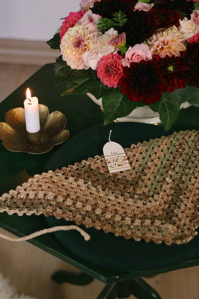 Rita's Brown &amp; Green Triangle Head Scarf