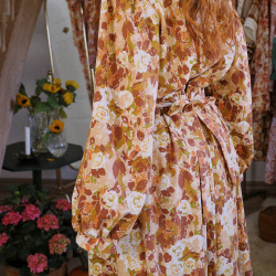 Rita's Brown Fall Floral Recycled Dress | L/XL