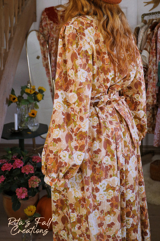 Rita's Brown Fall Floral Recycled Dress | L/XL