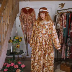 Rita's Brown Fall Floral Recycled Dress | L/XL