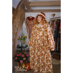Rita's Brown Fall Floral Recycled Dress | L/XL