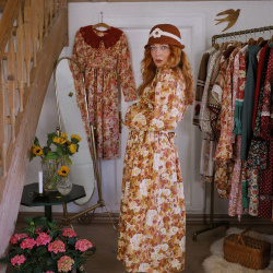 Rita's Brown Fall Floral Recycled Dress | L/XL