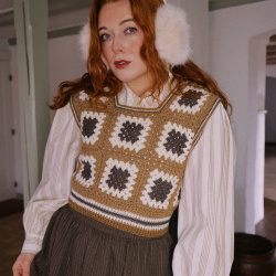 Rita's Brown Granny Square Vest | S