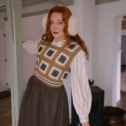 Rita's Brown Gold Thread Recycled Skirt | S