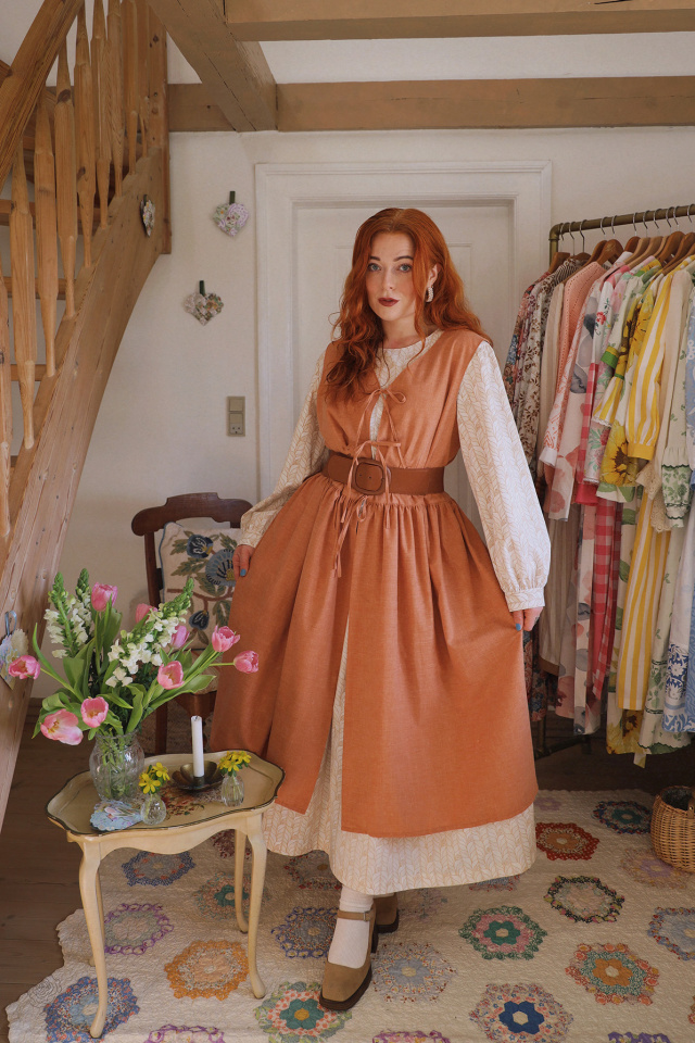 Rita's Clay Pinafore Recycled Dress | L/XL