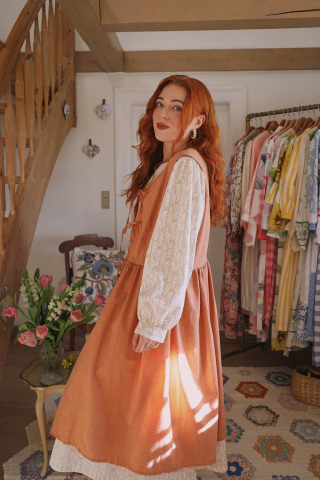 Rita's Clay Pinafore Recycled Dress | L/XL