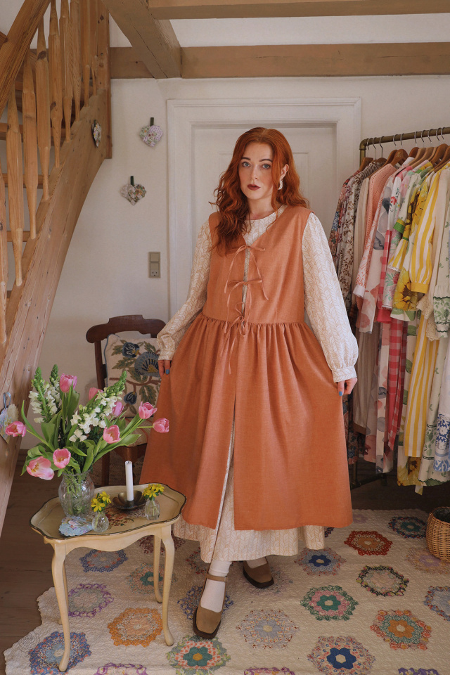 Rita's Clay Pinafore Recycled Dress | L/XL