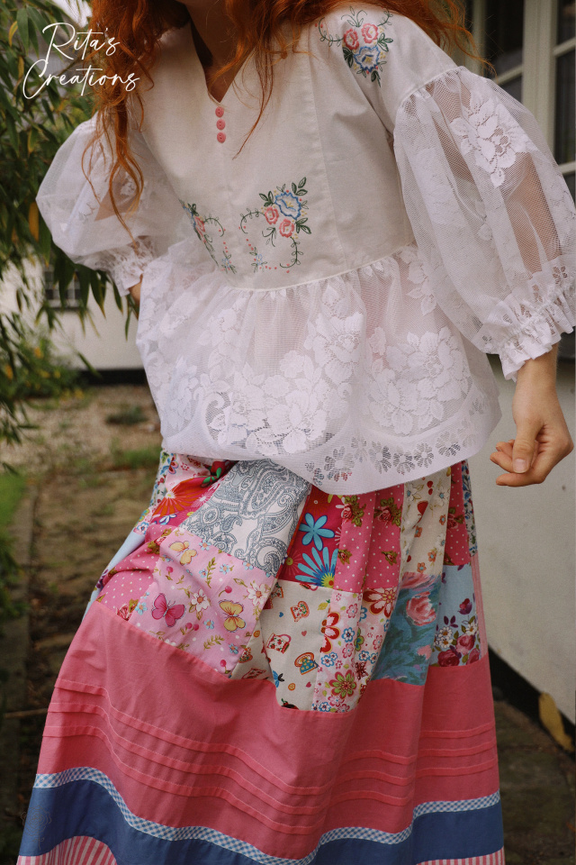 Rita's Recycled Pink Patchwork Skirt | S