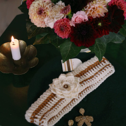Rita's Cream &amp; Brown Crochet Headband