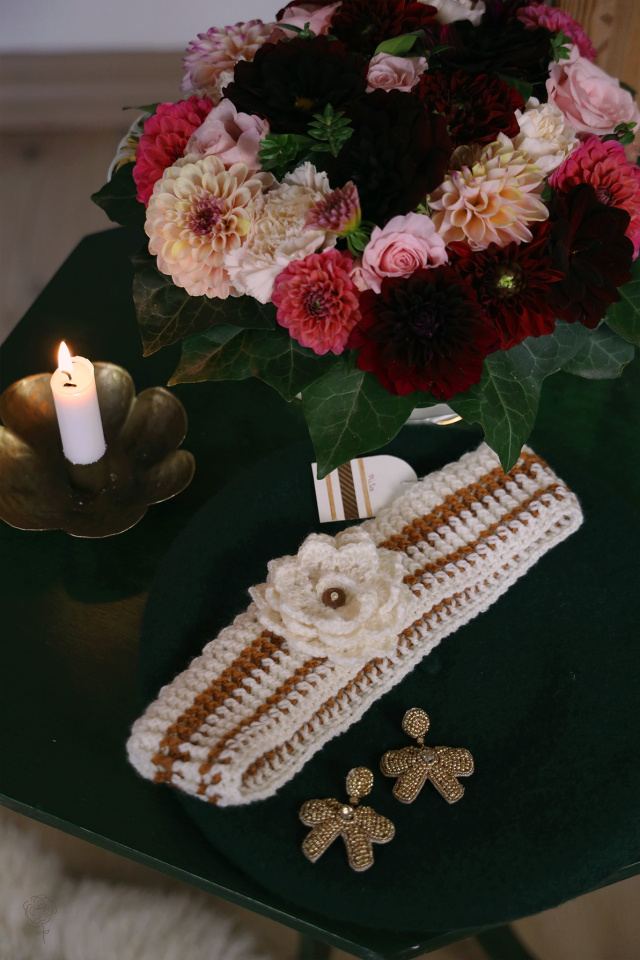 Rita's Cream &amp; Brown Crochet Headband