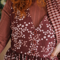 Rita's Dark Red Floral Recycled Pinafore | S