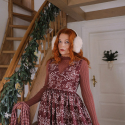 Rita's Dark Red Floral Recycled Pinafore | S