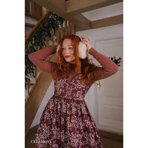 Rita's Dark Red Floral Recycled Pinafore | S