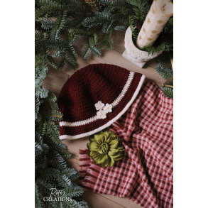Rita's Bordeaux White Floral Crochet Hat 