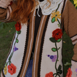Rita's Fall Floral Dream Crochet Cardigan | S/M
