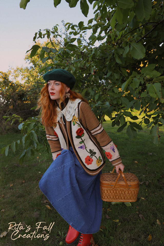 Rita's Fall Floral Dream Crochet Cardigan | S/M