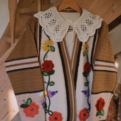 Rita's Fall Floral Dream Crochet Cardigan | S/M