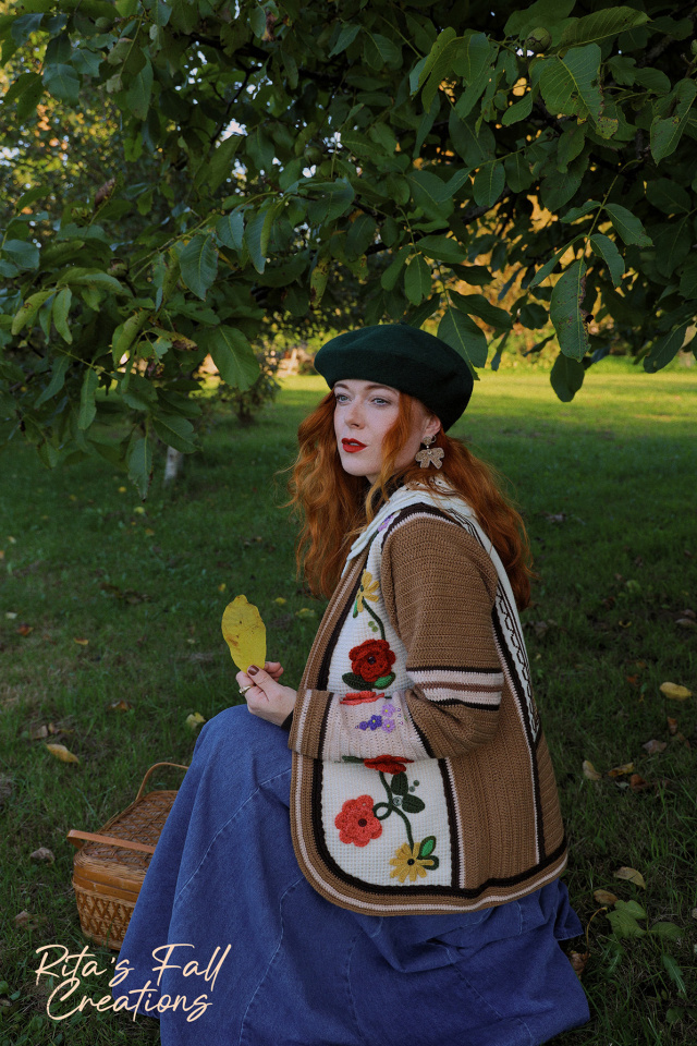 Rita's Fall Floral Dream Crochet Cardigan | S/M