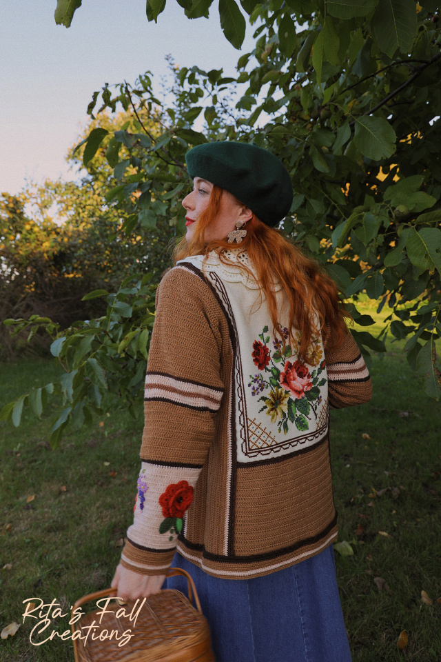 Rita's Fall Floral Dream Crochet Cardigan | S/M