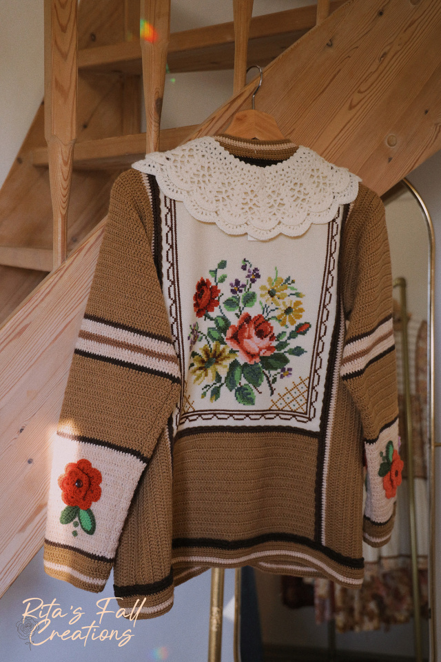 Rita's Fall Floral Dream Crochet Cardigan | S/M