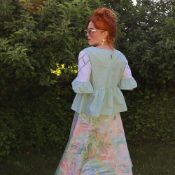 Rita's Green &amp; Pink Painting Summer Skirt | L