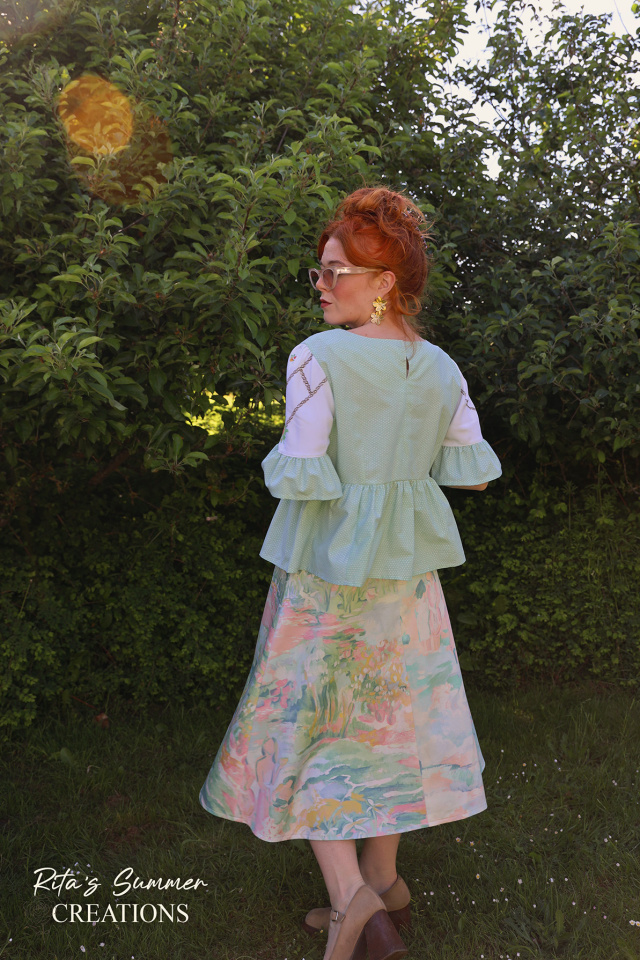 Rita's Green &amp; Pink Painting Summer Skirt | L