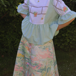 Rita's Green &amp; Pink Painting Summer Skirt | L