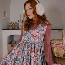 Rita's Grey Pink Floral Recycled Pinafore | S