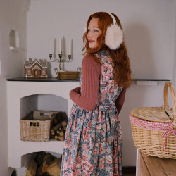 Rita's Grey Pink Floral Recycled Pinafore | S