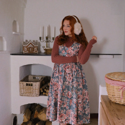 Rita's Grey Pink Floral Recycled Pinafore | S