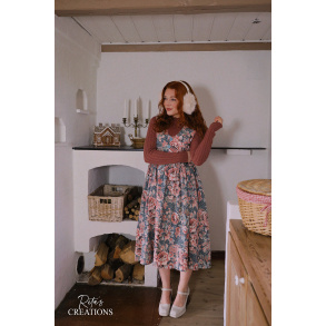 Rita's Grey Pink Floral Recycled Pinafore | S