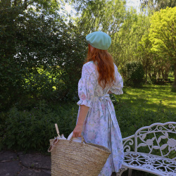 Rita's Minty Floral Summer Dress &amp; beret | S/M