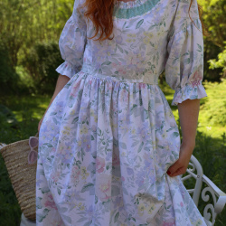 Rita's Minty Floral Summer Dress &amp; beret | S/M