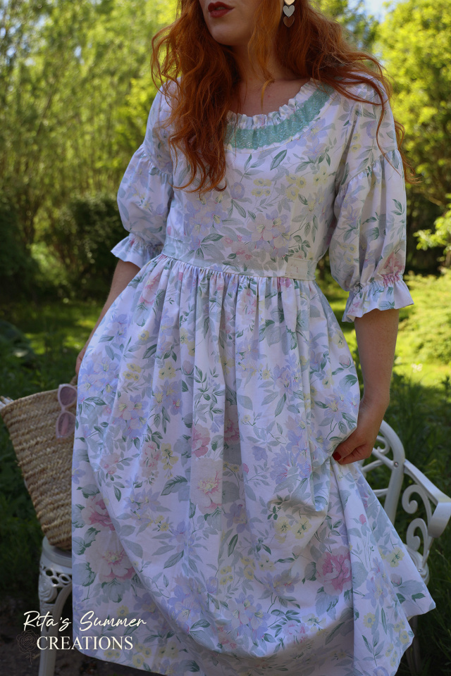 Rita's Minty Floral Summer Dress &amp; beret | S/M
