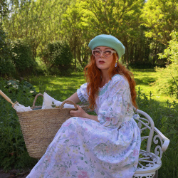 Rita's Minty Floral Summer Dress &amp; beret | S/M