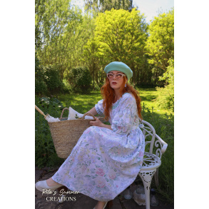Rita's Minty Floral Summer Dress & beret | S/M