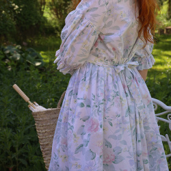 Rita's Minty Floral Summer Dress &amp; beret | S/M