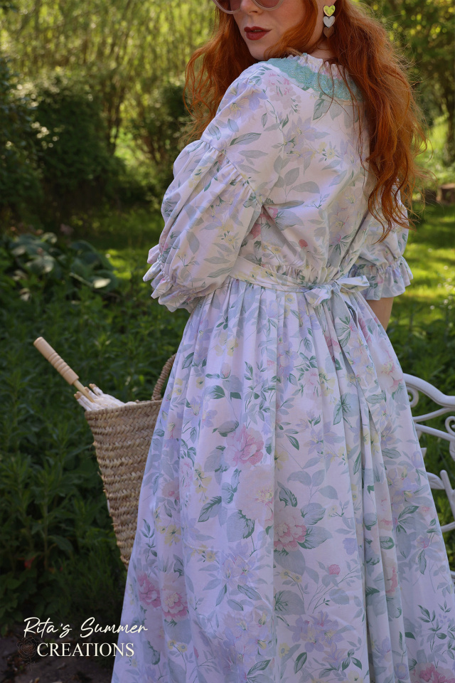 Rita's Minty Floral Summer Dress &amp; beret | S/M