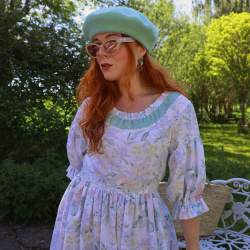 Rita's Minty Floral Summer Dress &amp; beret | S/M