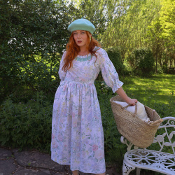 Rita's Minty Floral Summer Dress &amp; beret | S/M