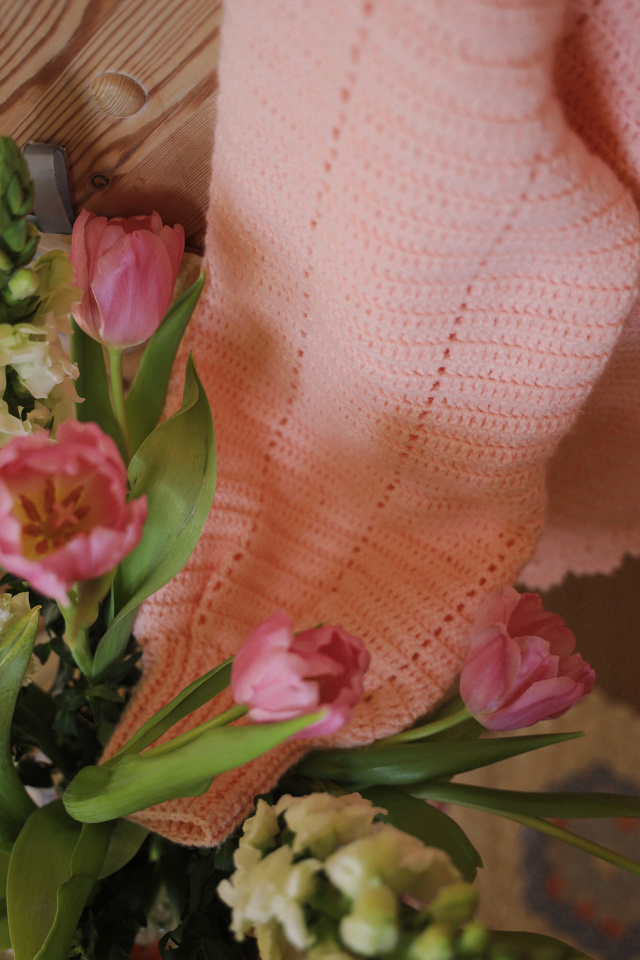 Rita's Pastel Peachy Crochet Cardigan | S