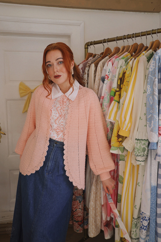 Rita's Pastel Peachy Crochet Cardigan | S