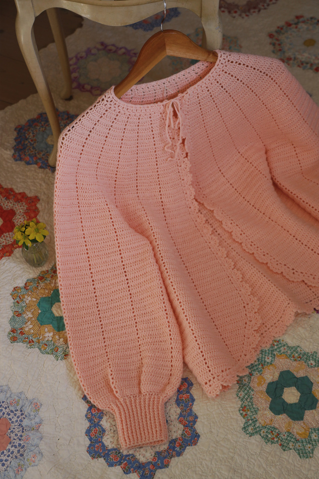 Rita's Pastel Peachy Crochet Cardigan | S