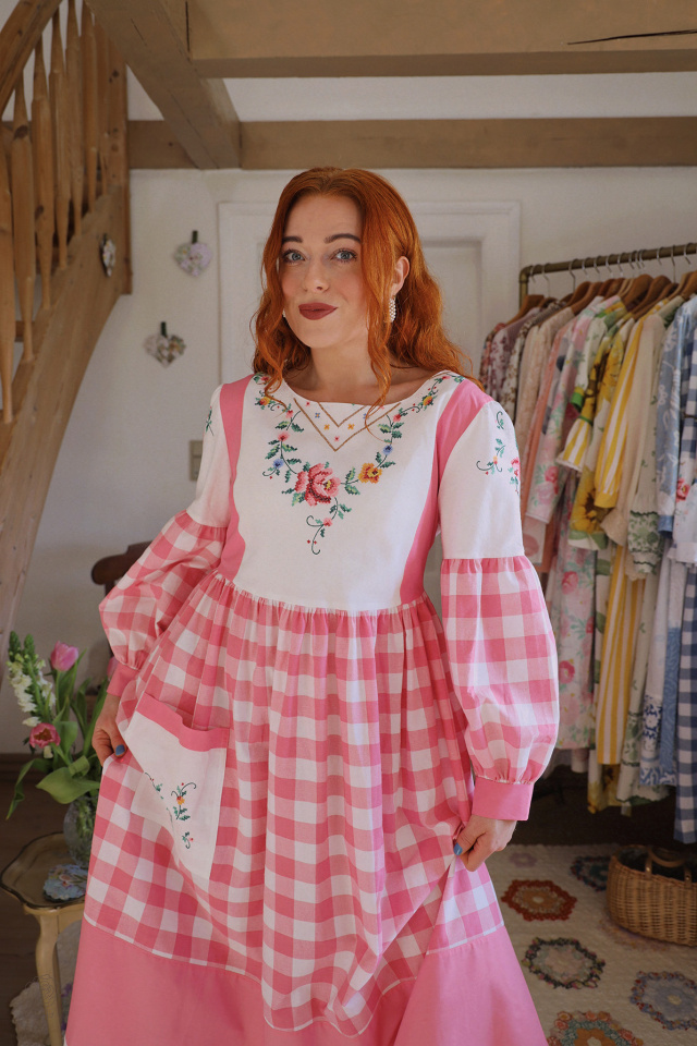 Rita's Pink Spring Picnic Recycled Dress | L