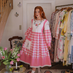 Rita's Pink Spring Picnic Recycled Dress | L