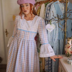 Rita's Springtime Plaid'n'lace Recycled Dress | M