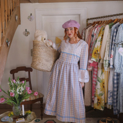 Rita's Springtime Plaid'n'lace Recycled Dress | M