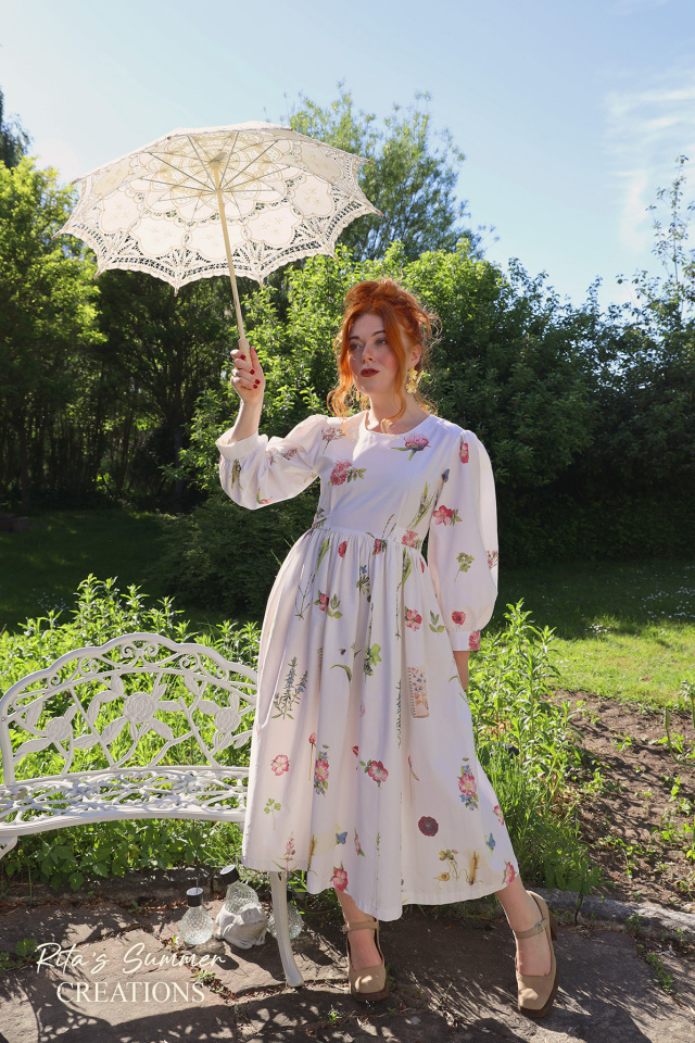Rita's White Art Print Summer Dress | S