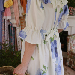 Rita's Blue Rose Recycled Handmade Dress | S